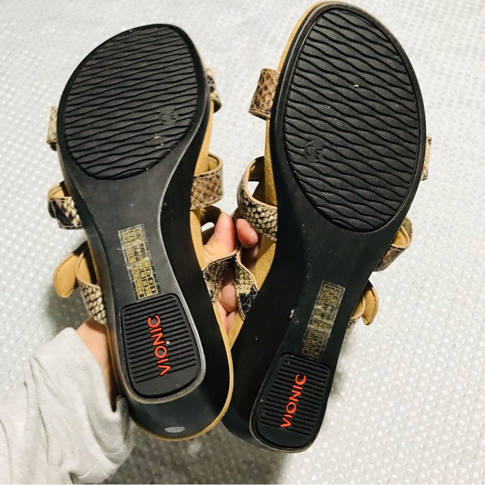 Vionic Orthotic Adjustable Triple Strap Slide Wedges - Radia Snake‎ - Picture 8 of 11